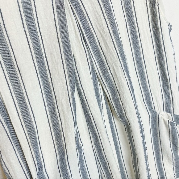 Zara Basic striped linen layered dress with pockets blue white size xs - Picture 3 of 7